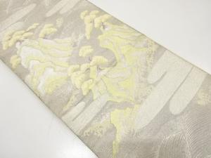 アンティーク　松に岩山・荒波模様織り出し袋帯（材料）